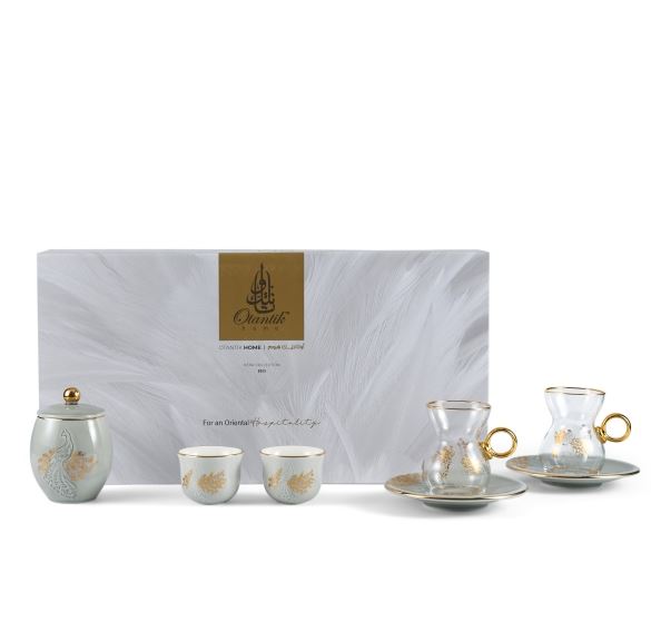 Tea And Arabic Coffee Set 19Pcs From Hera – Grey
