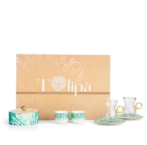 Tea And Arabic Coffee Set 19Pcs From Tolipa – Green