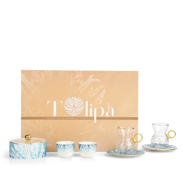 Tea And Arabic Coffee Set 19Pcs From Tolipa – Blue