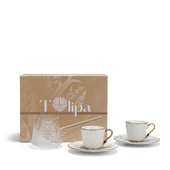 Turkish Coffee Set With Coffee Pot 5 Pcs From Tolipa – Grey