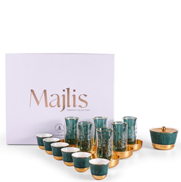 Tea And Arabic Coffee Set 19Pcs From Majlis – Green