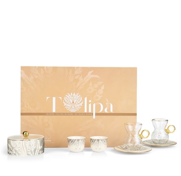 Tea And Arabic Coffee Set 19Pcs From Tolipa – Grey